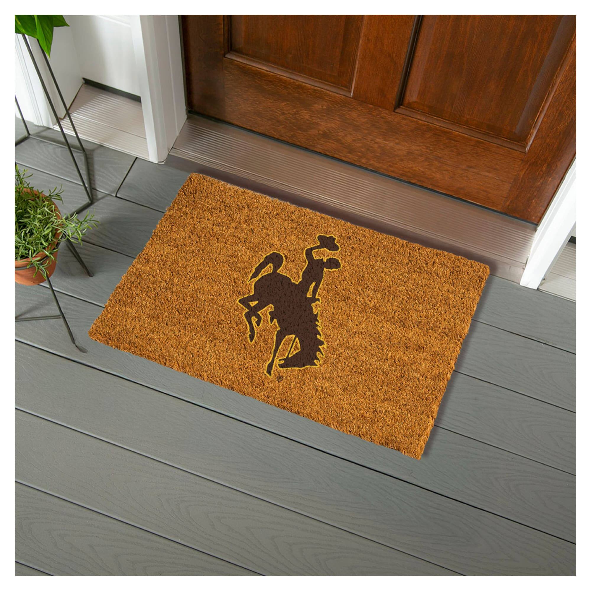 Alt View 1. Evergreen Enterprises - Wyoming Cowboys 28" x 16" Team Logo Outdoor Coir Mat - Multicolor.