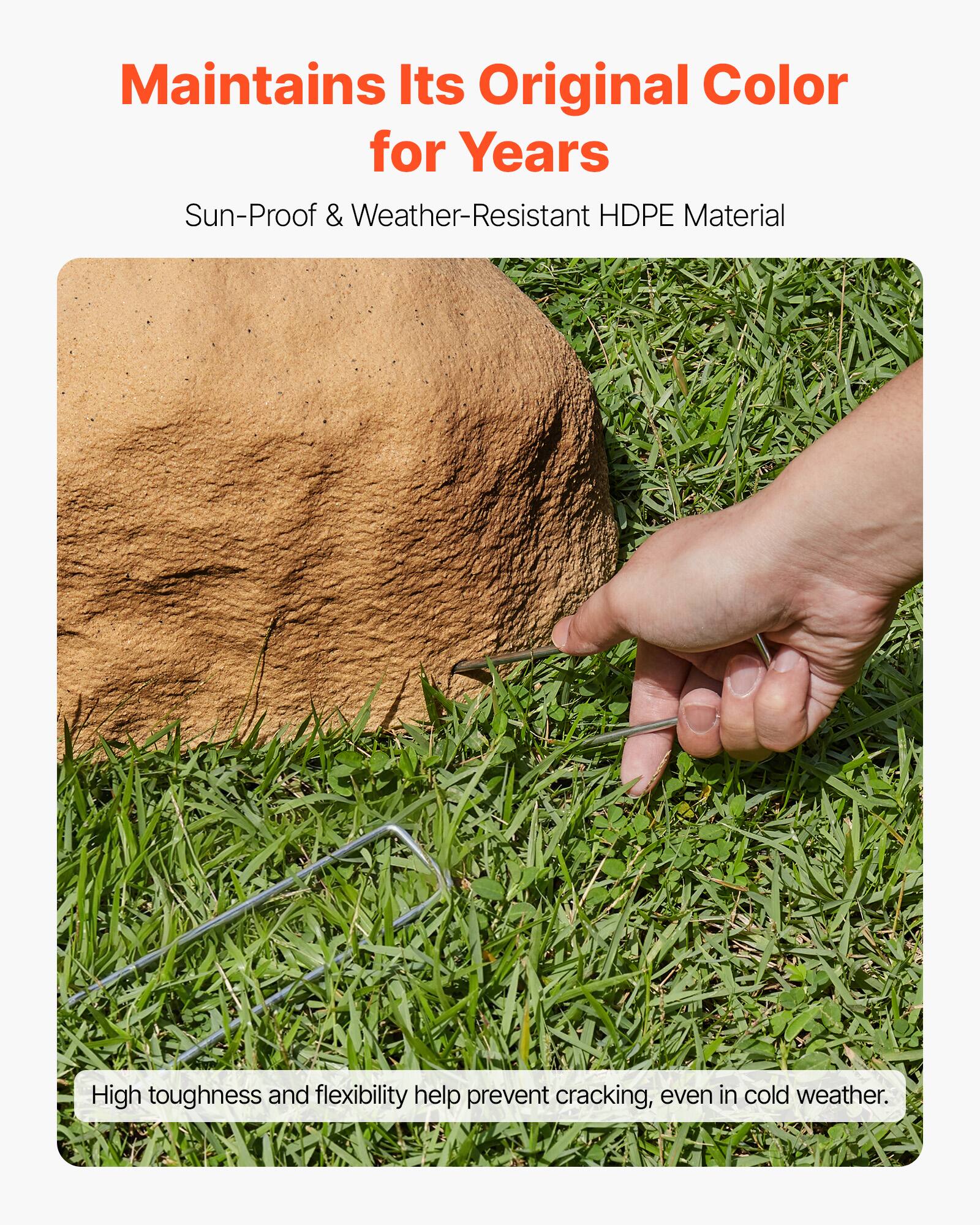 Maintains Its Original Color for Years  
Sun-Proof & Weather-Resistant HDPE Material  
High toughness and flexibility help prevent cracking, even in cold weather.