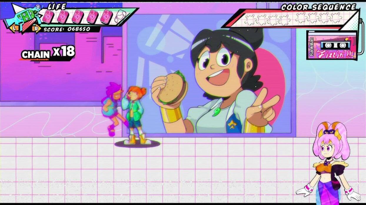 LIFE  
LI IR  
SCORE: 068650  
CHAIN x18  

COLOR SEQUENCE  

RankMan  
Fizzin' D4