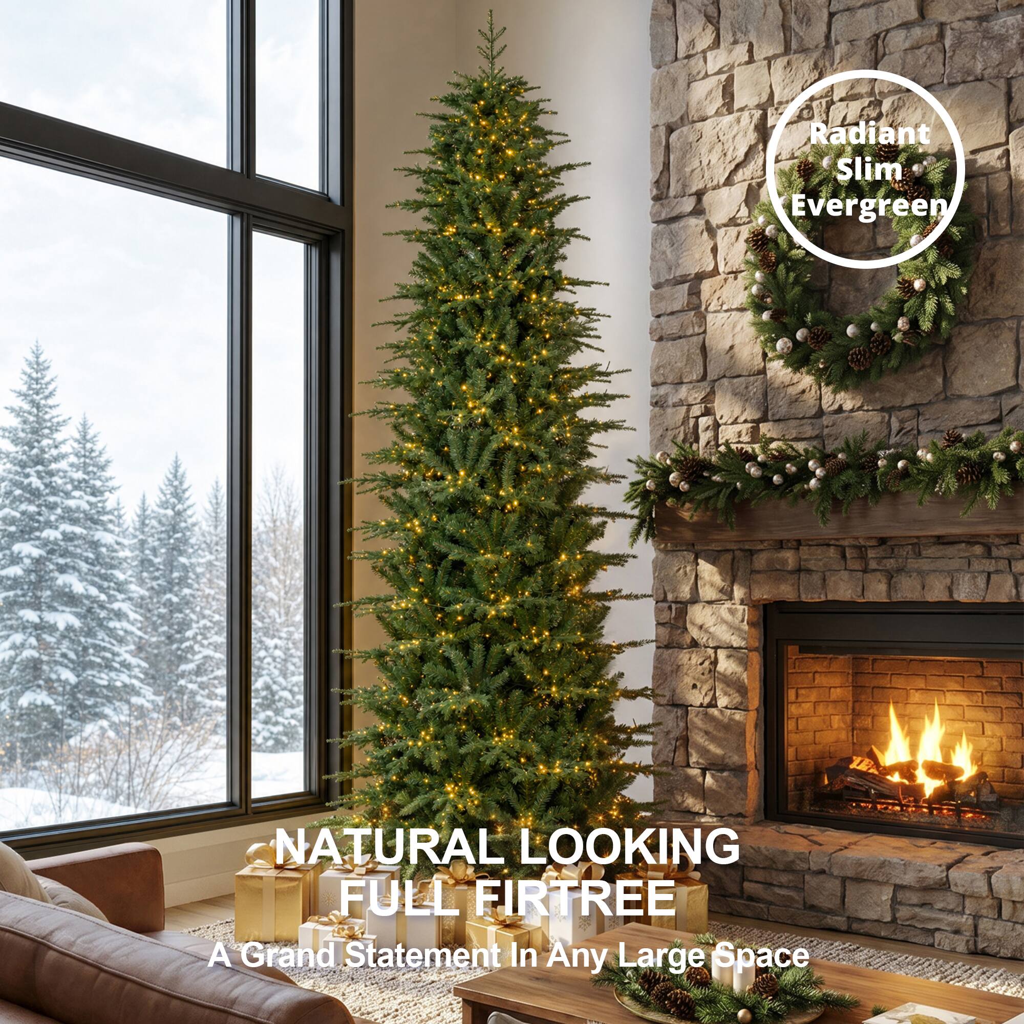 Radiant Slim Evergreen

NATURAL LOOKING FULL FIR TREE
A Grand Statement In Any Large Space