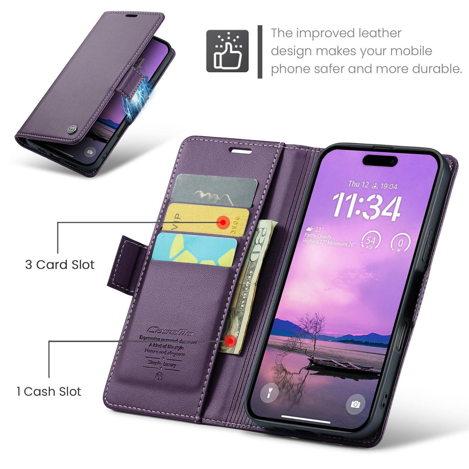 The improved leather design makes your mobile phone safer and more durable.

3 Card Slot

1 Cash Slot