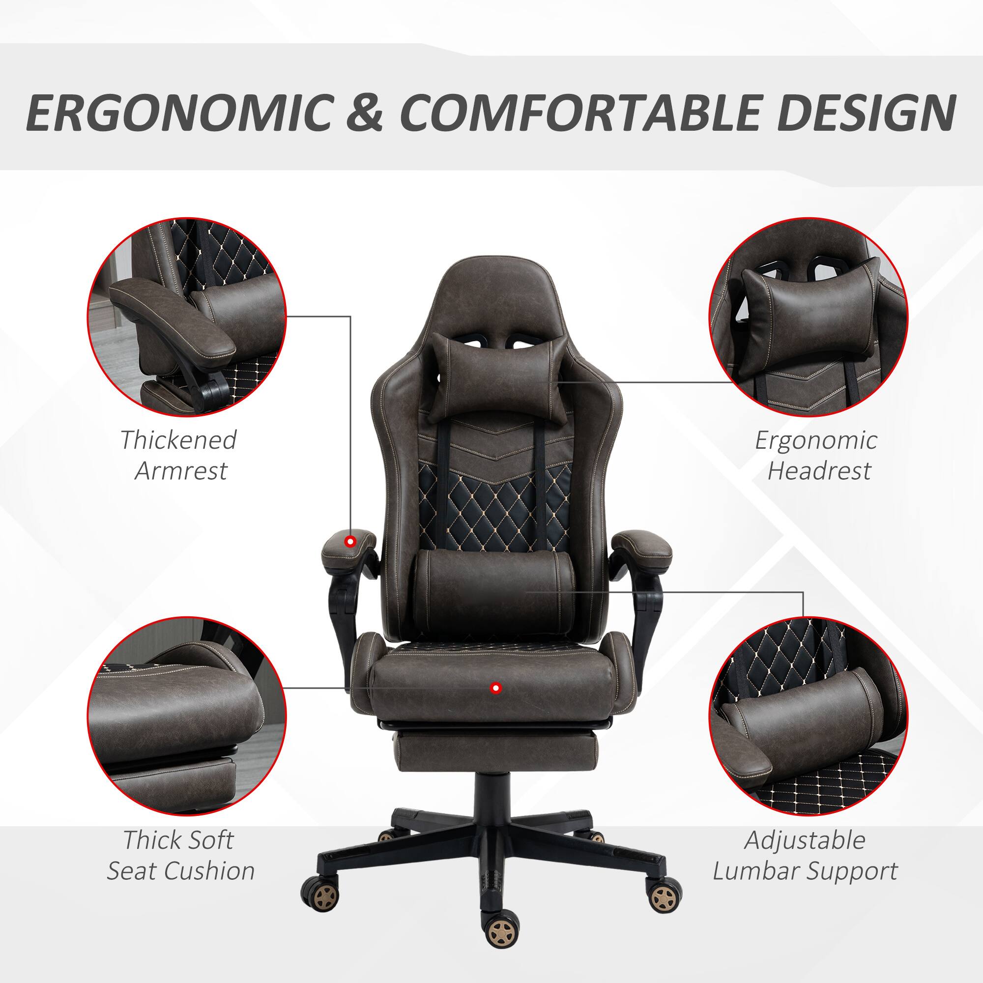 Ecooso Racing Gaming Chair, High Back Swivel Recliner with Lumbar