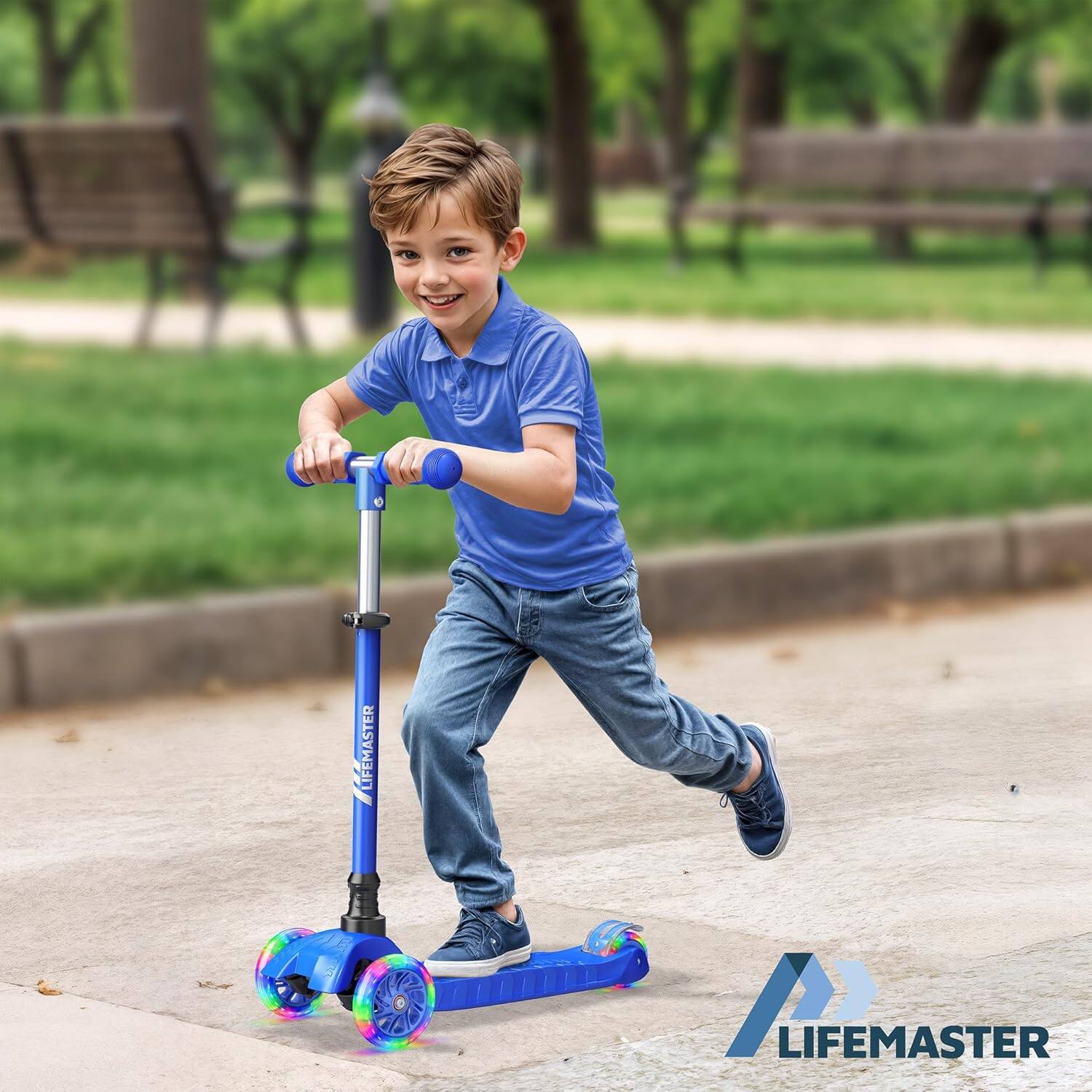 Bakken Swiss Lifemaster Kids 3 Wheel Scooter – LED Light Up Wheels