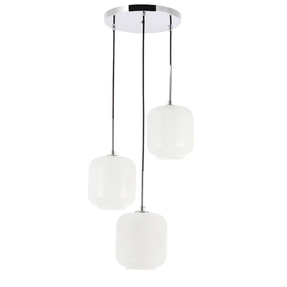 Alt View 9. Living District - Collier 3 Light Chrome And Frosted White Glass Pendant - Chrome And Frosted White Glass.