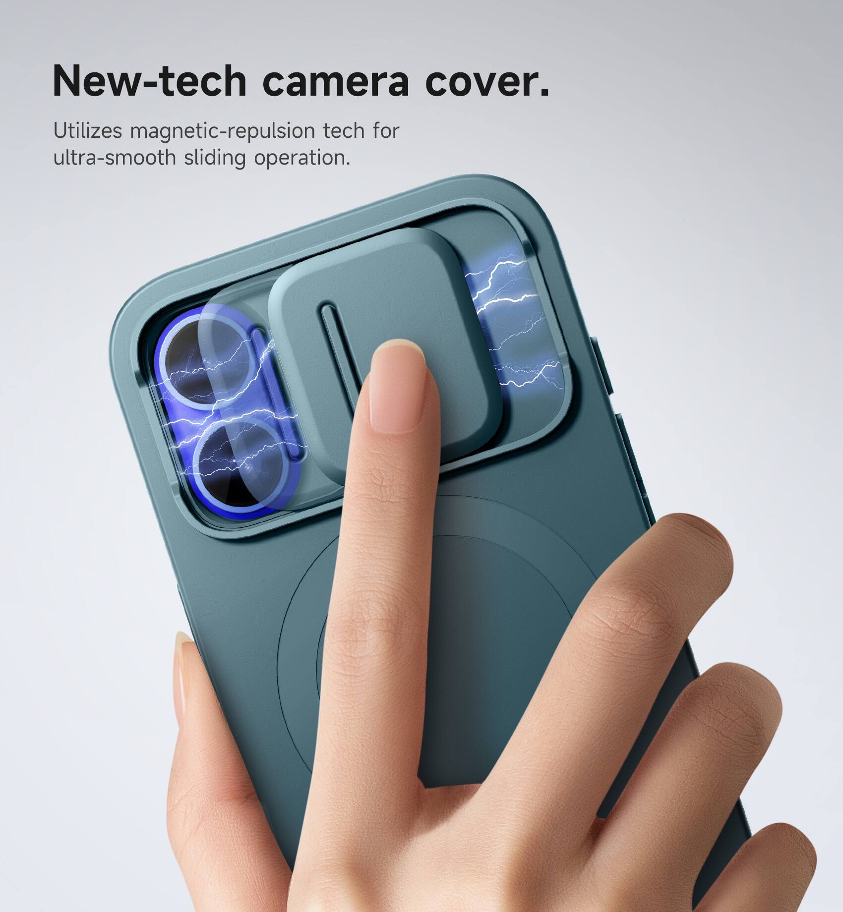 New-tech camera cover.  
Utilizes magnetic-repulsion tech for ultra-smooth sliding operation.