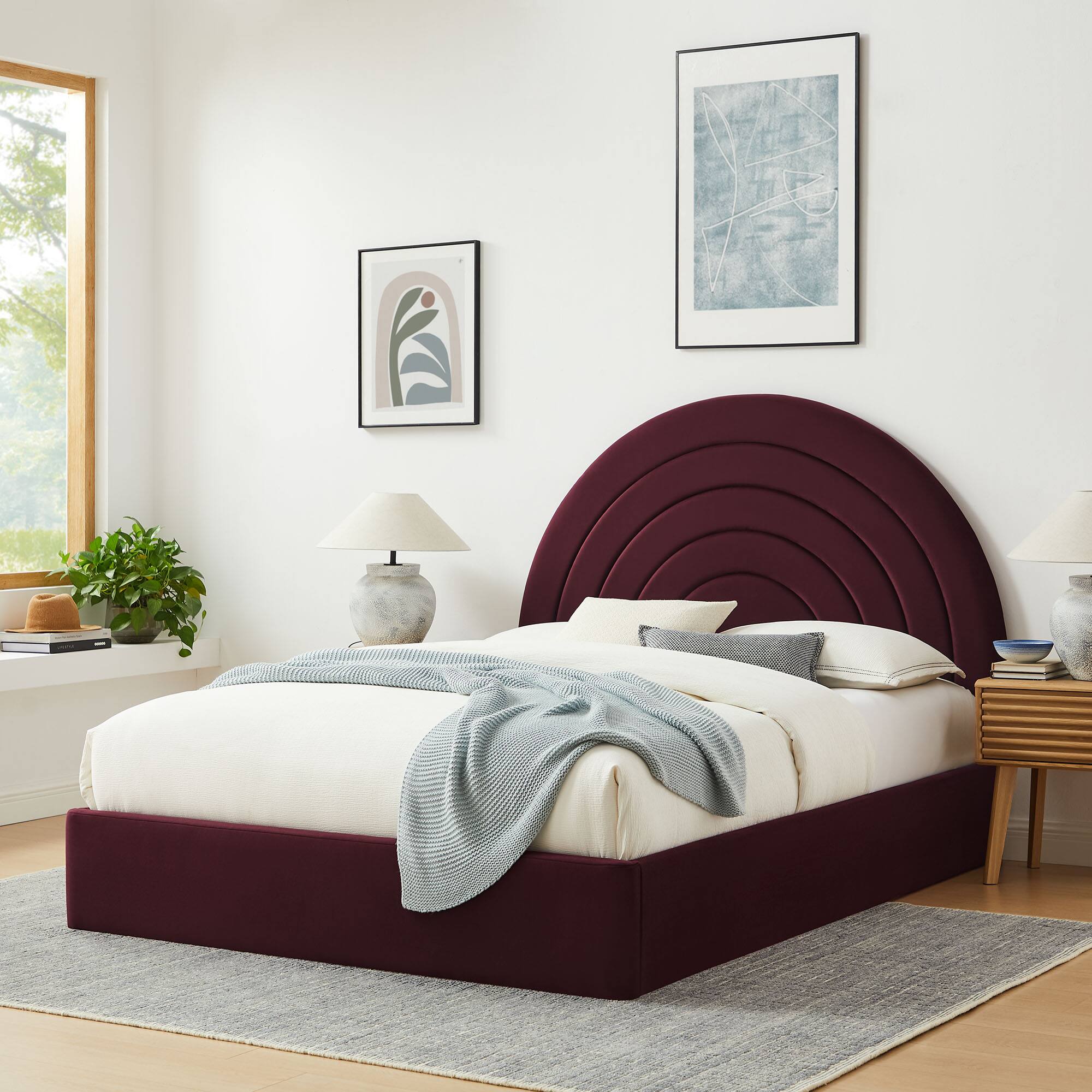 Alt View 5. Modway - Willow Wood King Platform Bed With Angular Frame - Brown.
