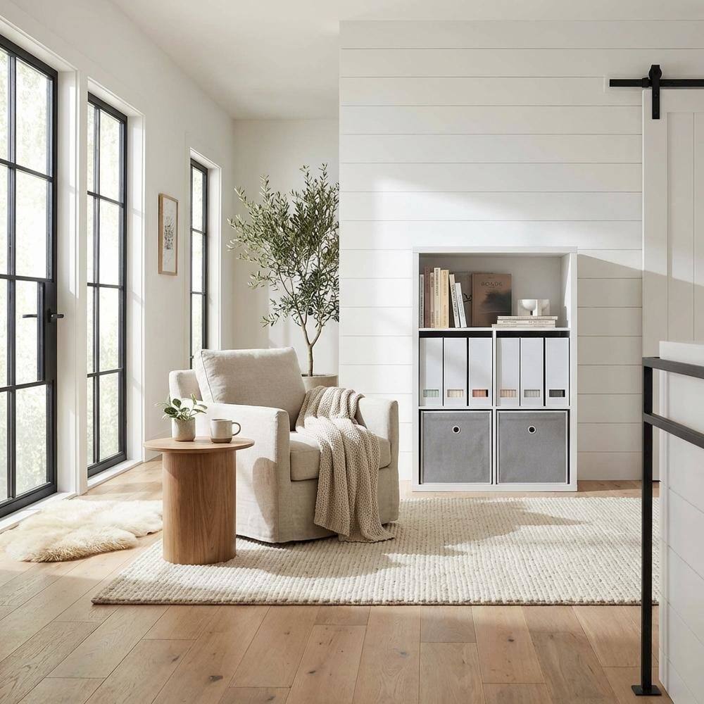 Left. FurniFact - Wooden bookcase with modern design and sturdy construction - White.