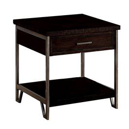 Manhattan Lane - 1 Drawer Wooden End Table with Metal Frame - Brown