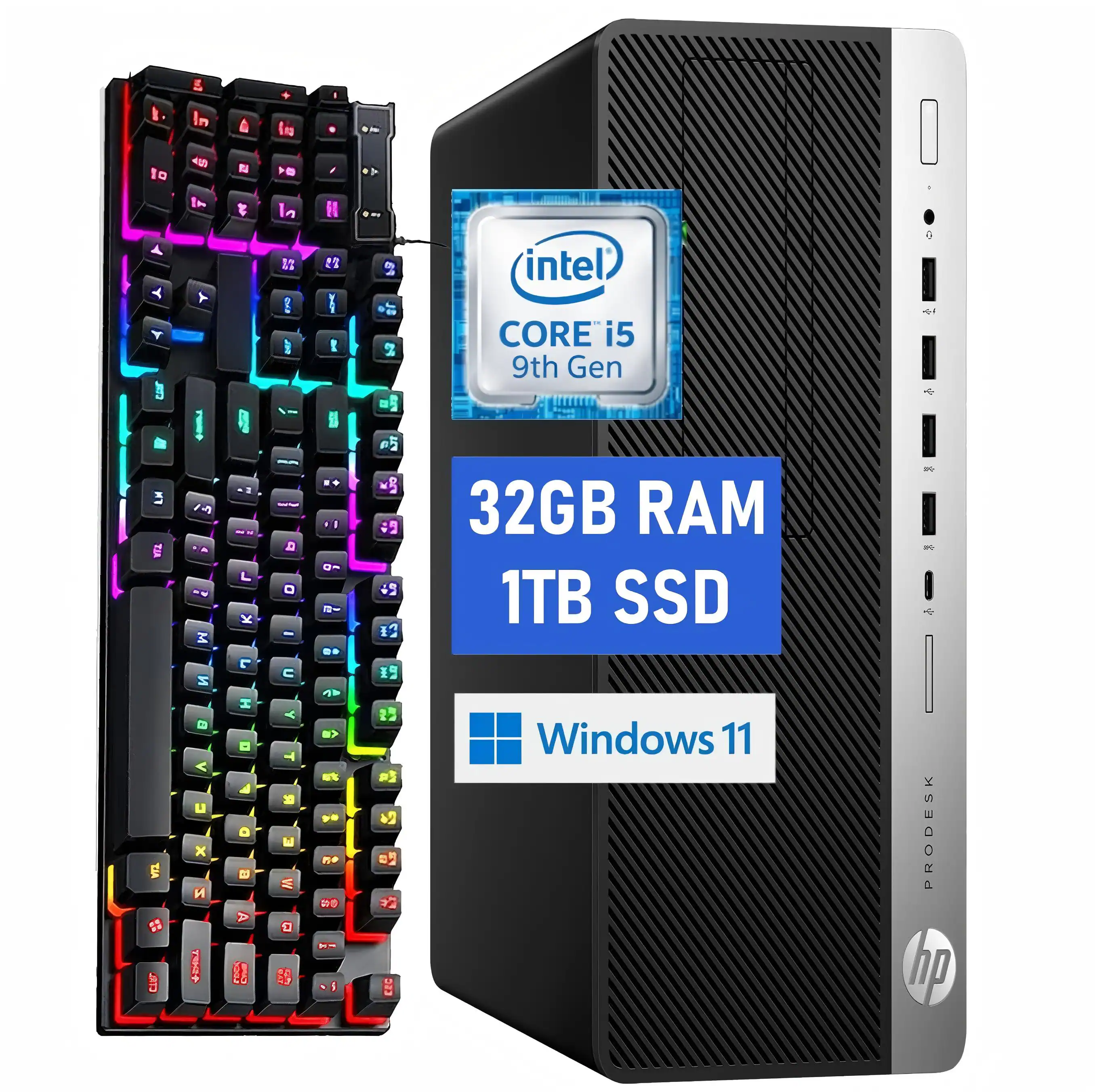 Intel Core i5 9th Gen
32GB RAM
1TB SSD
Windows 11
HP ProDesk