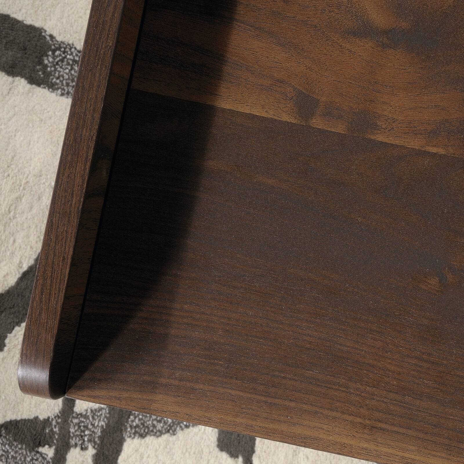 Alt View 5. Spaco - Writing Desk with File and Pencil Drawers, Metal Base - Brown.