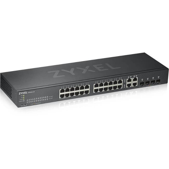 ZYXEL - GS1920-24v2 24-Port Gigabit Smart Nebula Cloud Managed Switch with 4 SFP Uplinks - 24 Ports - Gigabit Ethernet - Black