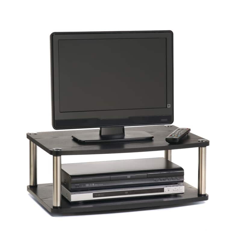 Front. Hivvago - 2-Tier Swivel TV Stand / TV Turntable Swivel Board - Brown.