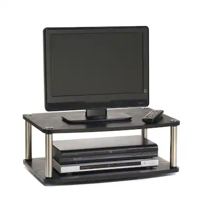 Front. Hivvago - 2-Tier Swivel TV Stand / TV Turntable Swivel Board - Brown.