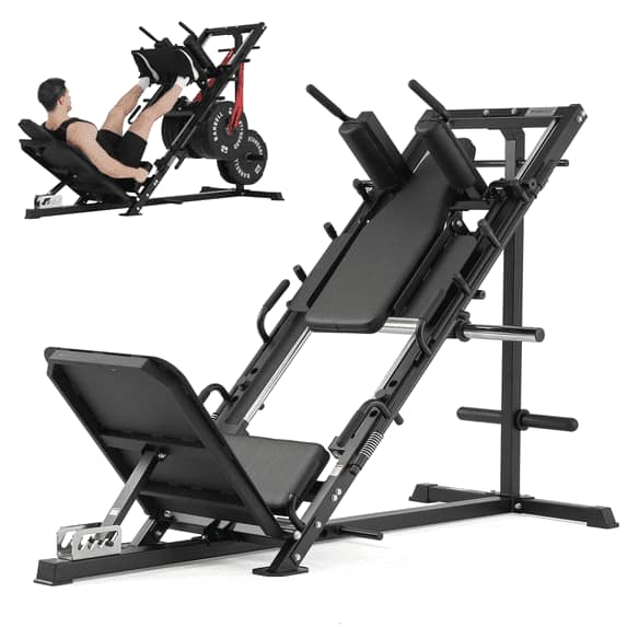 Syedee - Leg Press Hack Squat Machine, Leg Exercise Machine with Linear Bearing, Lower Body Special with Weight Storage - Black
