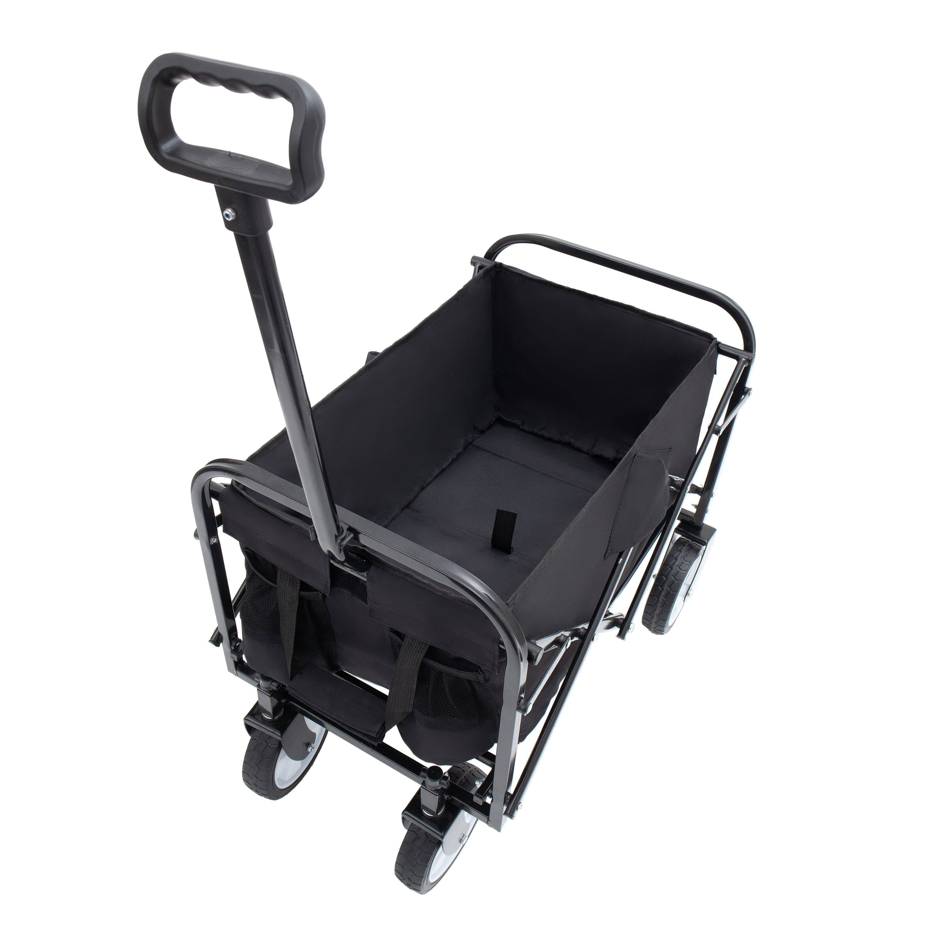 Alt View 1. Mondawe - Extendable Collapsible Wagon Utility Carts w/ 225LBS Capacity, 360° Wheels - Black.