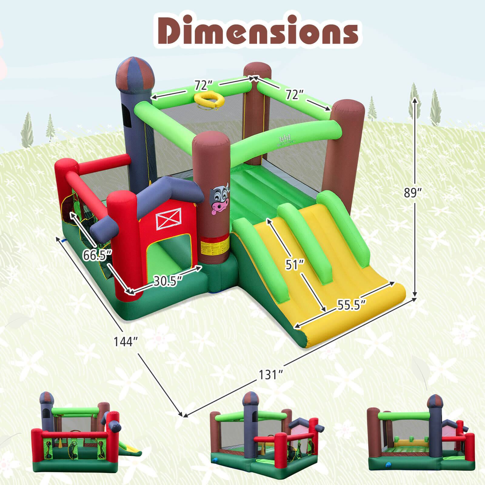 Dimensions: 72" x 72" x 89" x 66.5" x 30.5" x 51" x 55.5" x 144" x 131"