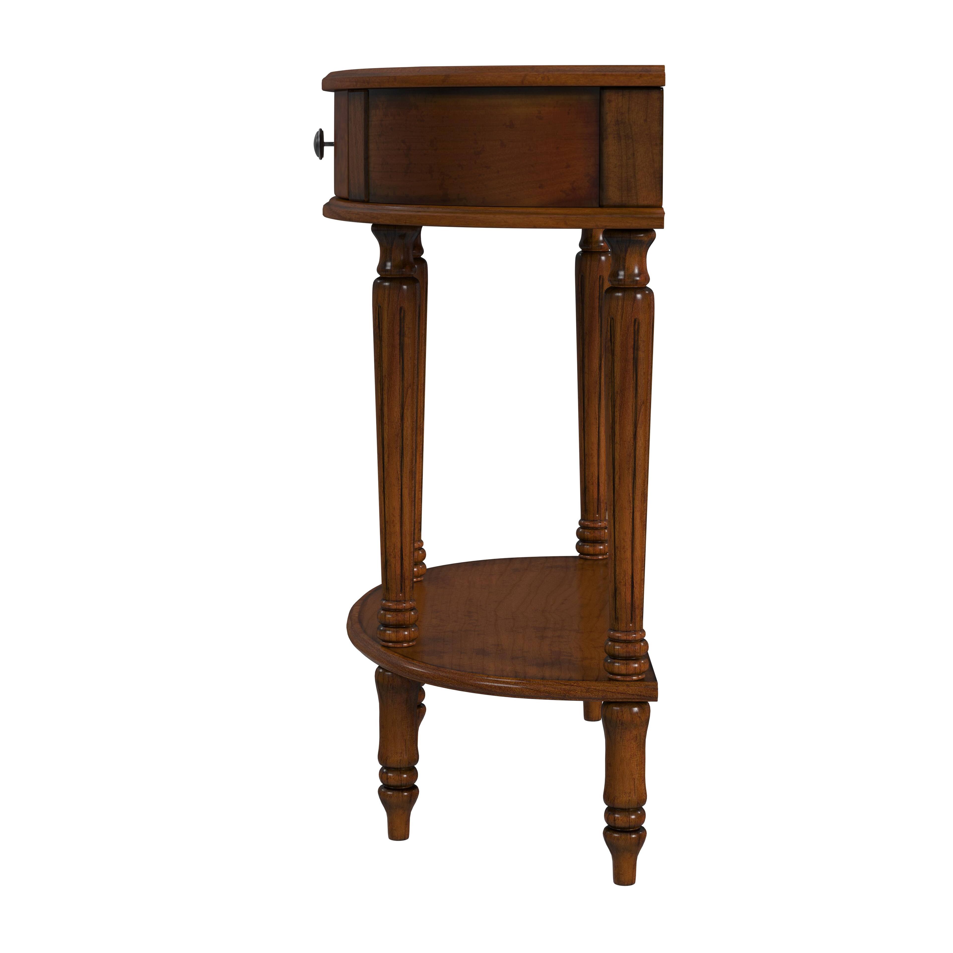 Alt View 2. Butler Specialty - Mozart 31.5 in. W Demilune Wood 1 Drawer Console Table with Open Lower Shelf - Medium Brown.