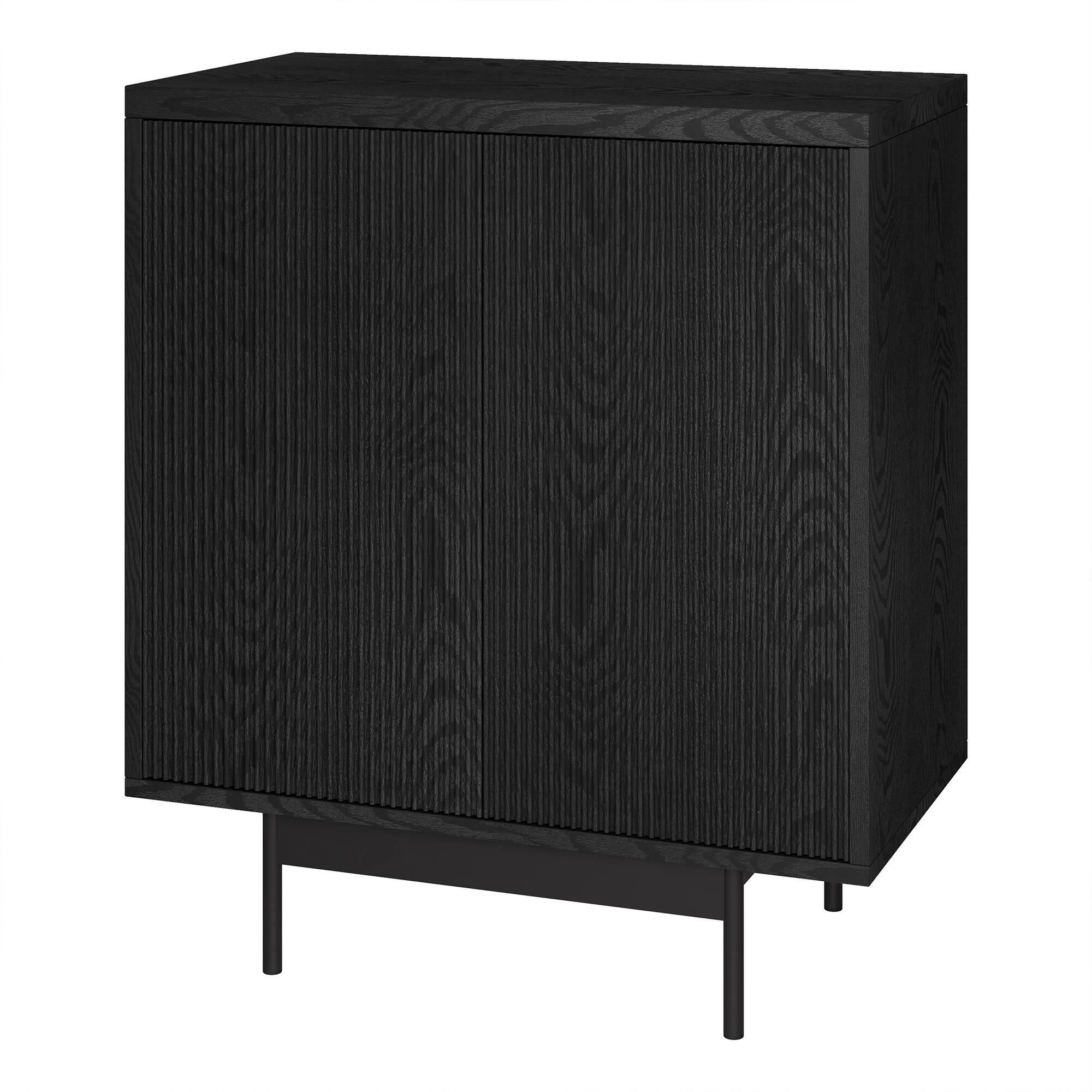 Left. Hudson&Canal - Whitman 28" Wide Rectangular Fluted Accent Cabinet - Black.