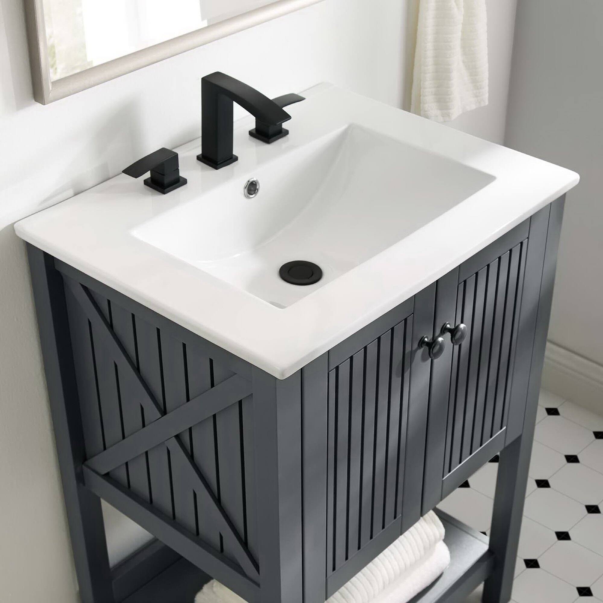 Back. Modway - Steam Bathroom Vanity Basin Included - Gray White.