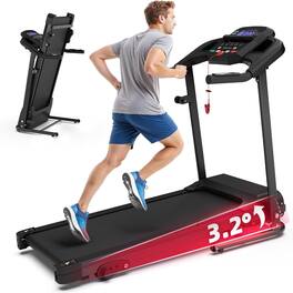 Loheer - Compact Folding Treadmill for Home 2.5HP Quiet Motor 3-Level Incline Shock Absorption - Black