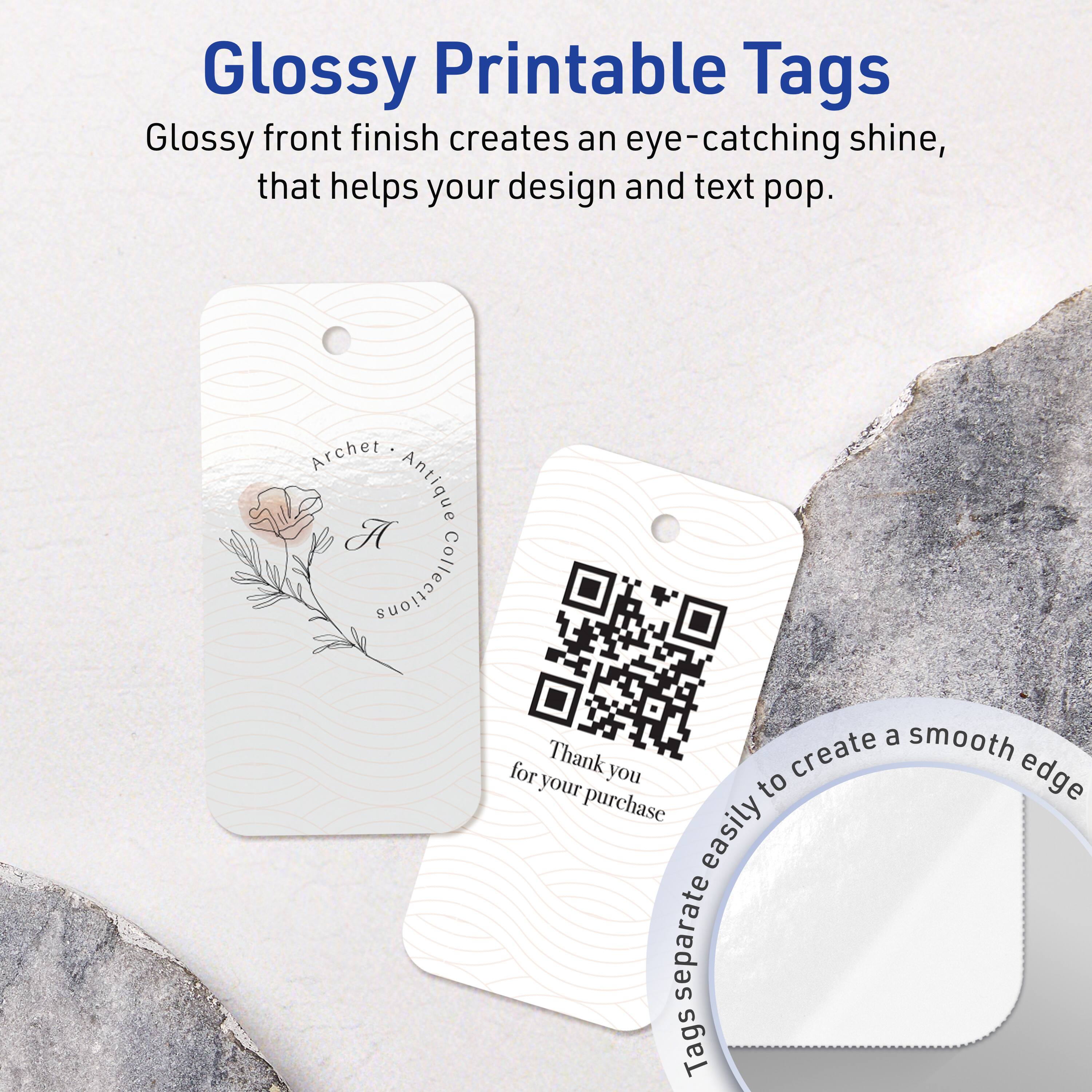 Glossy Printable Tags

Glossy front finish creates an eye-catching shine, that helps your design and text pop.

Archet Antique Collection

Thank you for your purchase

Tags separate easily to create a smooth edge
