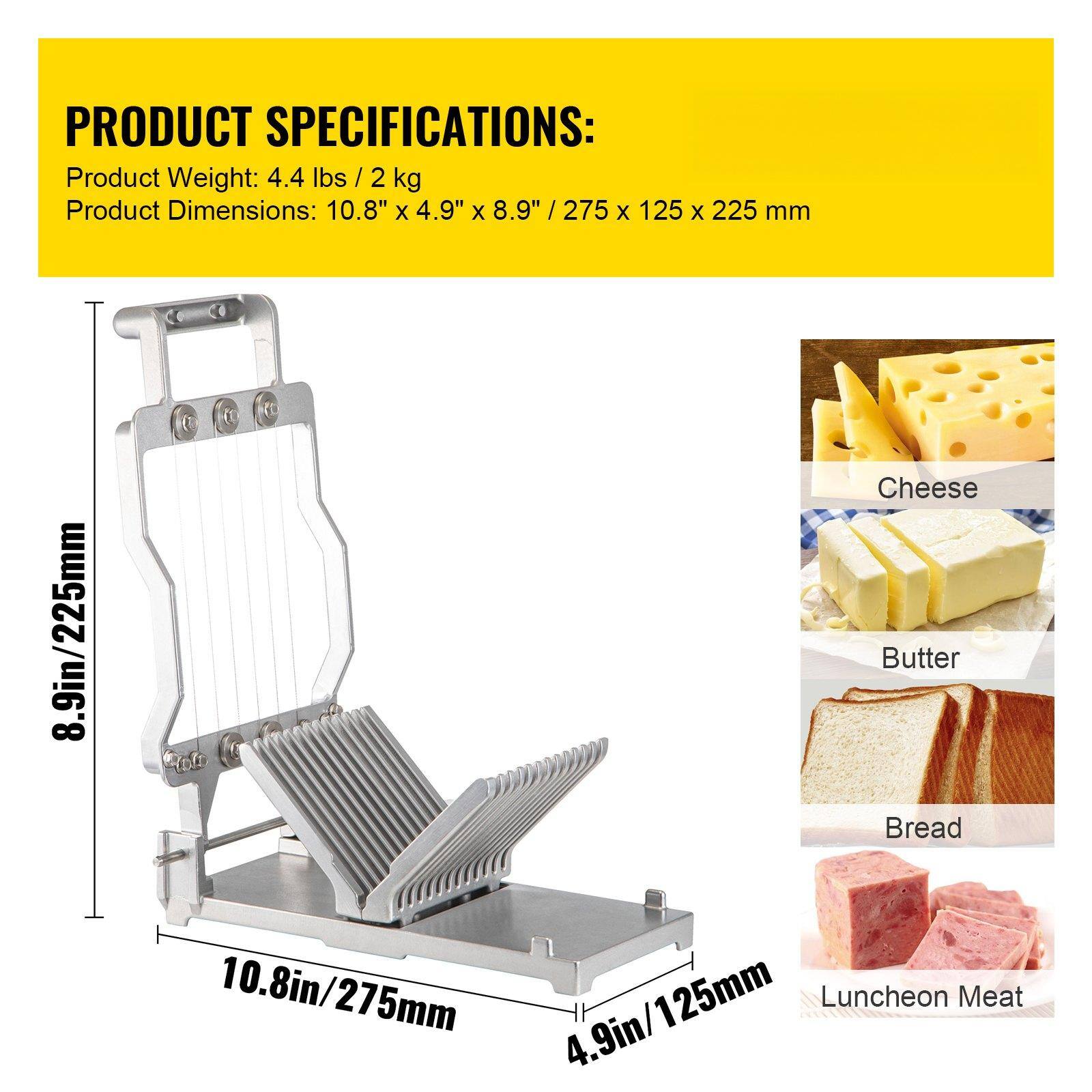 PRODUCT SPECIFICATIONS:

Product Weight: 4.4 lbs / 2 kg

Product Dimensions: 10.8" x 4.9" x 8.9" / 275 x 125 x 225 mm

- Cheese
- Butter
- Bread
- Luncheon Meat