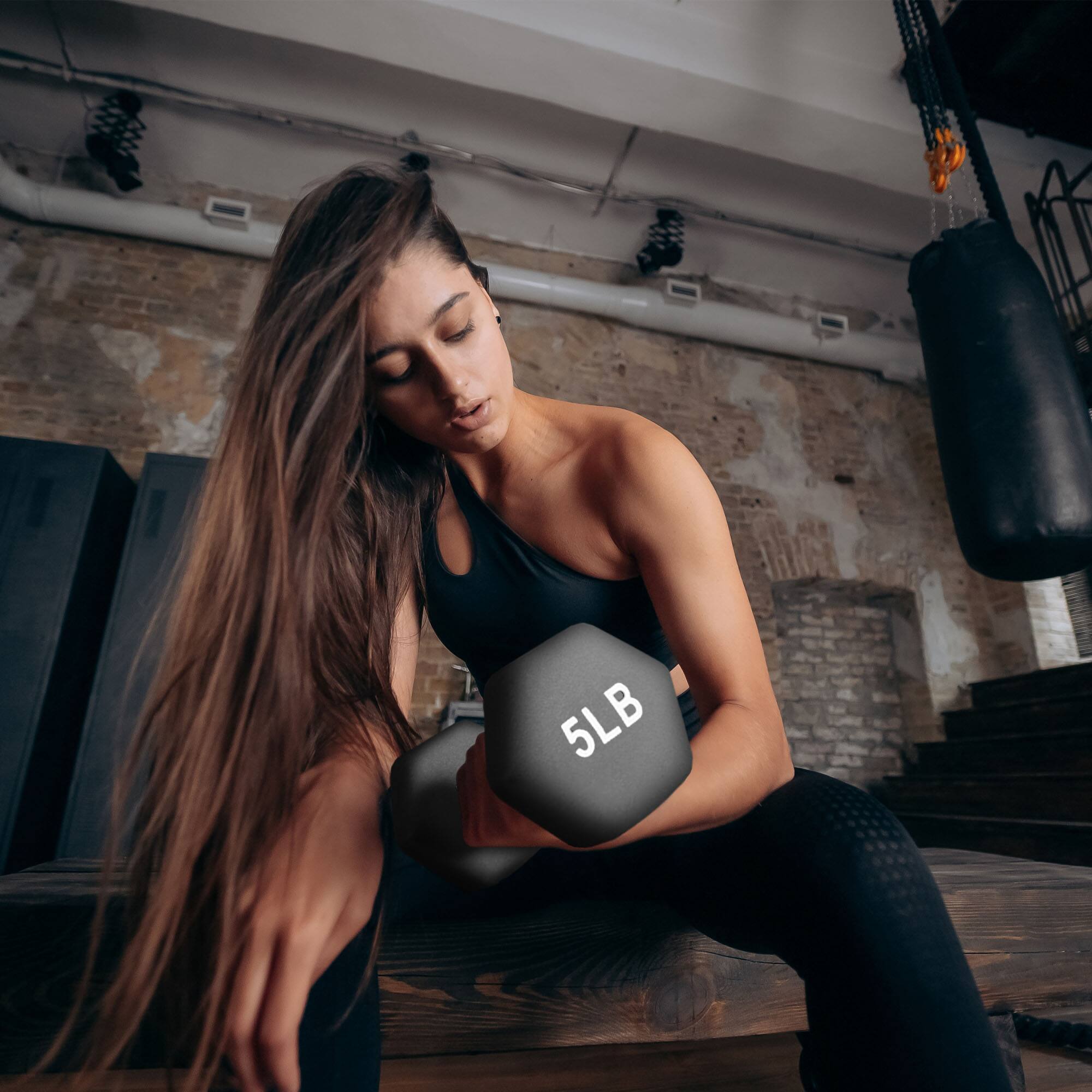 Alt View 4. BalanceFrom Fitness - BalanceFrom Fitness 5, 8, and 12 Pound Neoprene Coated Dumbbell Set with Stand - Multi-Color.