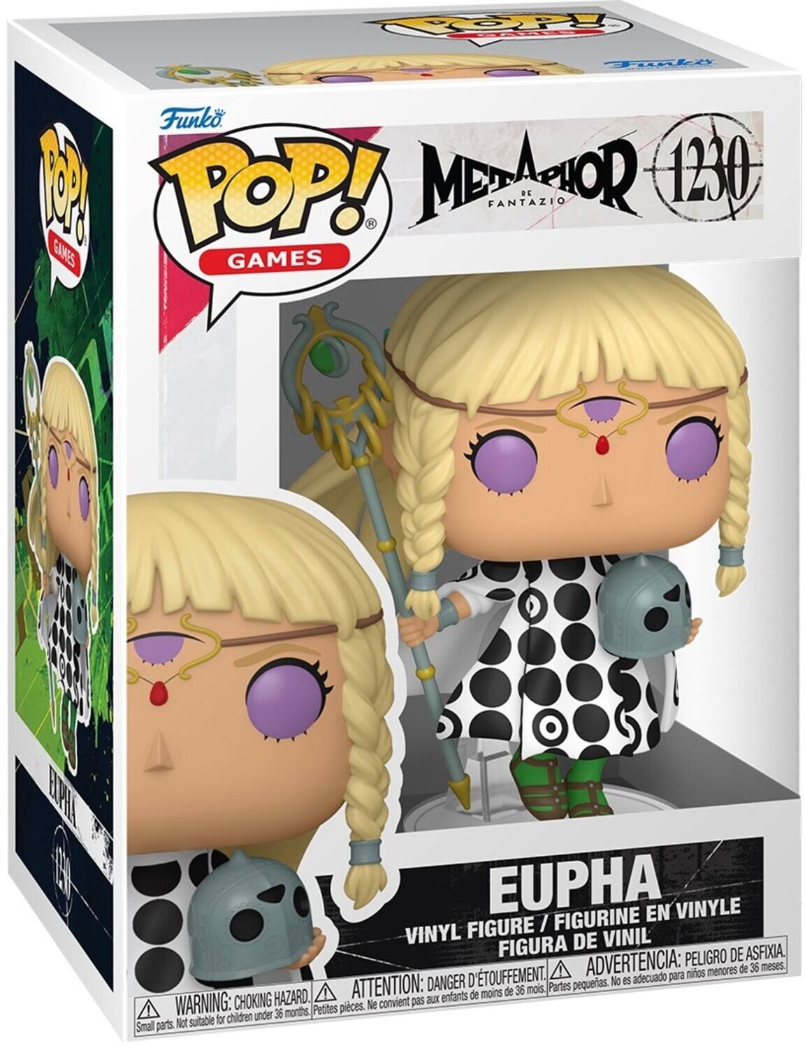 TOOOPS Finki Funko POP! METAPHOR FANTAZIO RE 1230 GAMES GAMES N BIPA EUPHA EN VINYLE FIGURE I FIGURINE VINYL DE VINIL FIGURA DE VINIL. DANGER PELOIGRO DE ASFIXIA. D'TOUFFEMENT. ADVERTENCIA: para niños menores de 36 meses. DANGER petites. No es adecuado HAZARD. ATTENTION: aux enfants de moins de 36 mois. WARNING: CHOKING Petites pièces. Ne convient pas for children under 36 months, Small parts. Not suitable