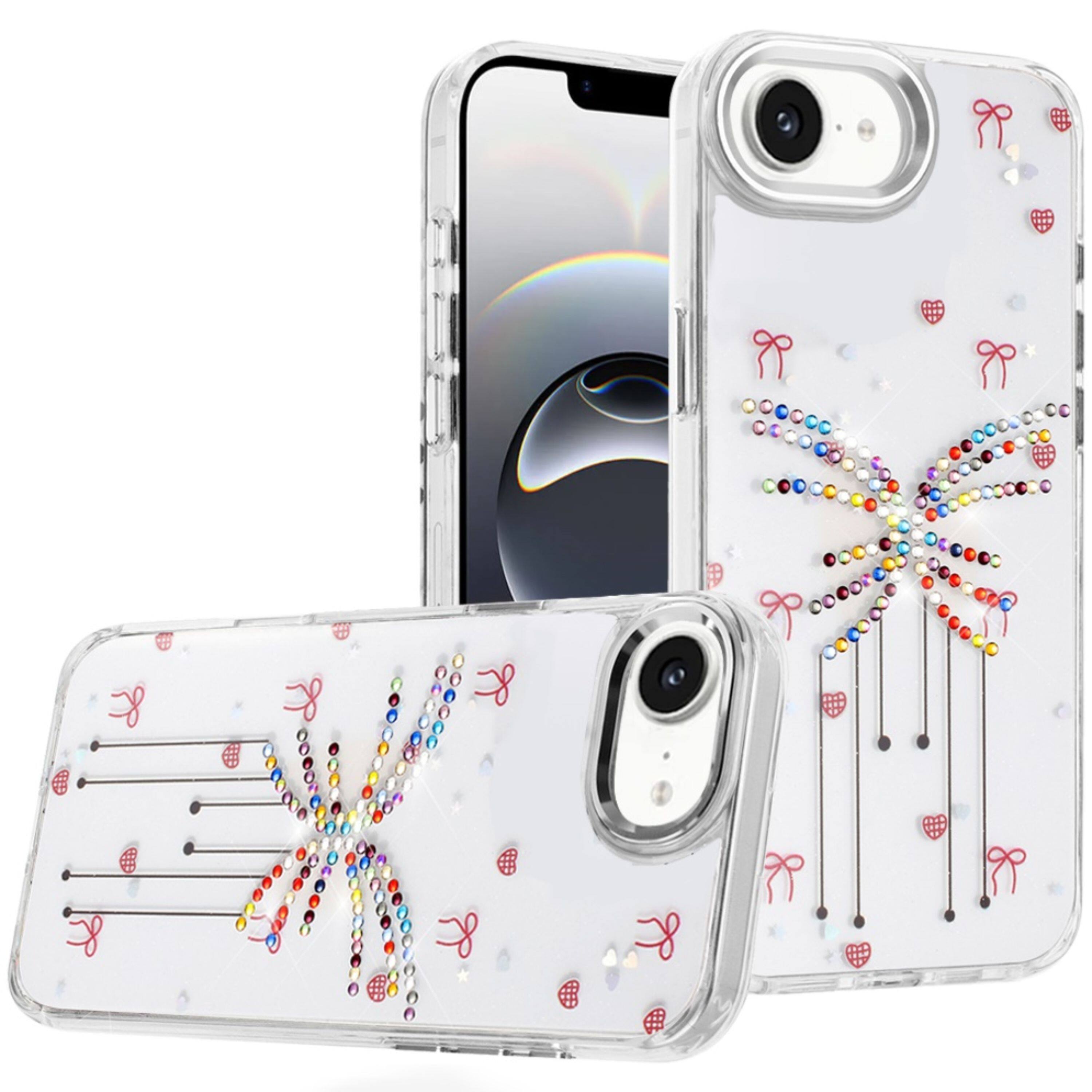 Front. Kitcheniva - Dazzling Colorful Resin Jewel Case With Tempered Glass For iPhone 16e/17e J - Multicolor.