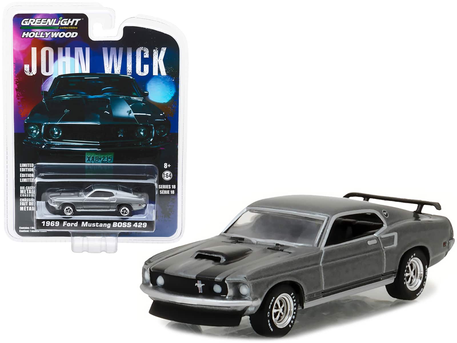 "1969 Ford Mustang Boss 429 Gray Metallic with Black Stripes ""John Wick"" (2014) Movie 1/64 Model Car by Greenlight" price history on PriceWatchPro