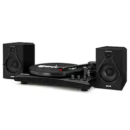 Gemini - Tt-900bb Tt-900b Belt-drive 3-speed Turntable System With Bluetooth And Stereo Speakers - Black