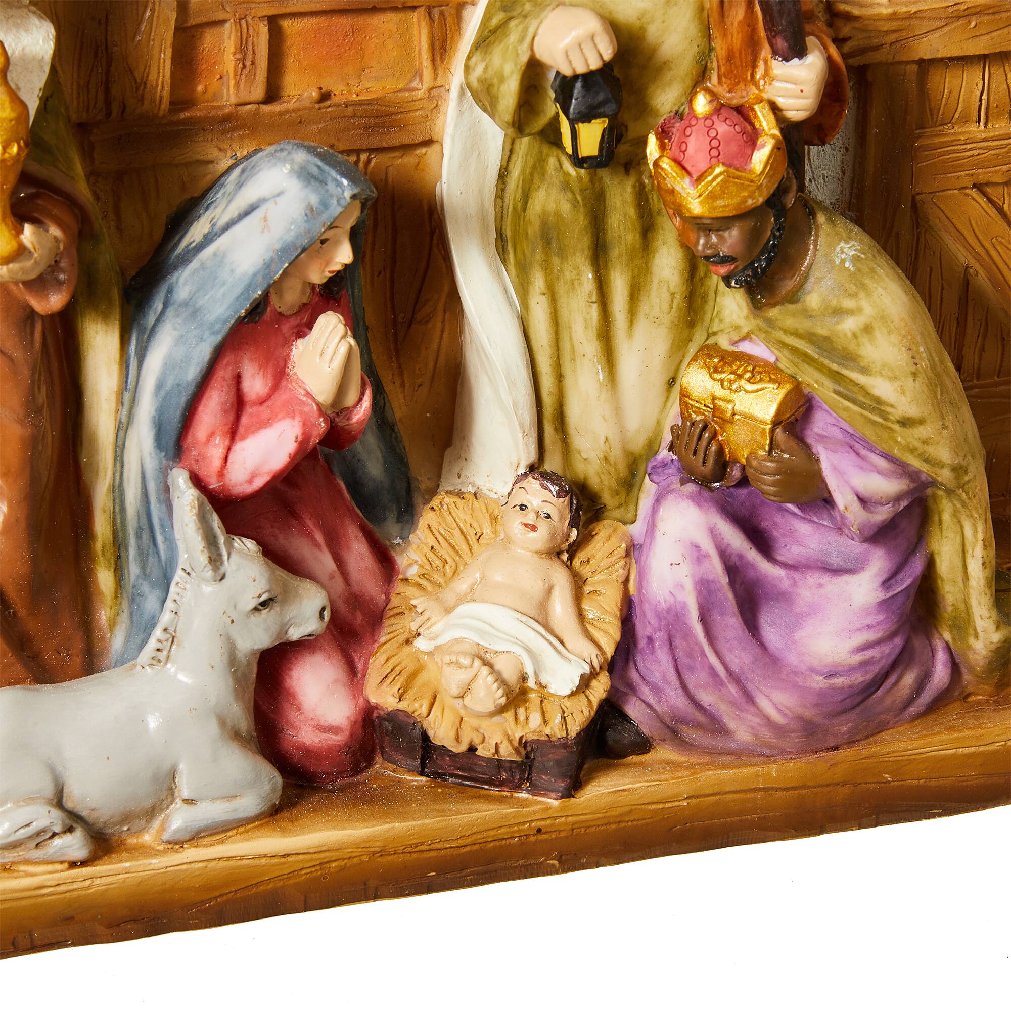 Alt View 4. Glitzhome - 12.5"L Lighted Resin Nativity House - Multi-Colored.