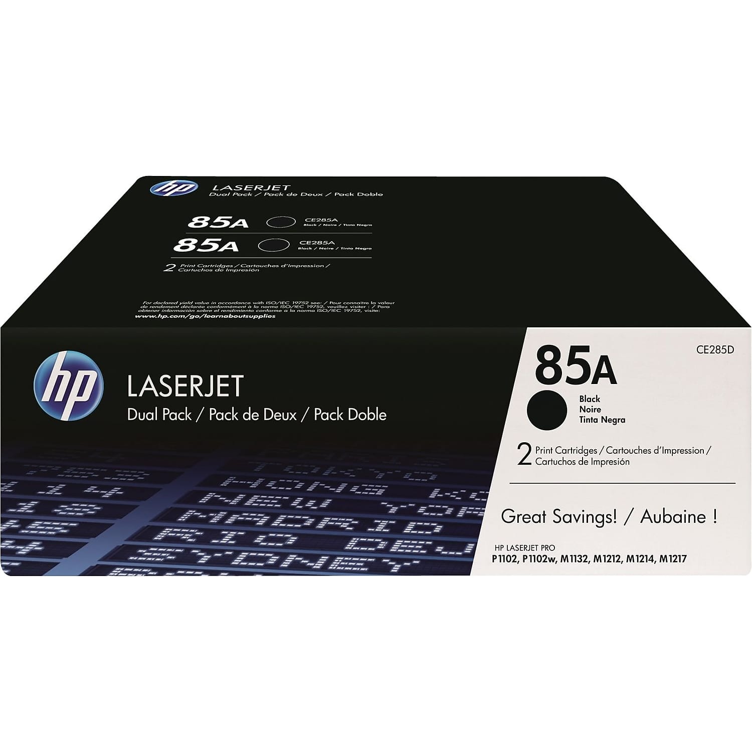 HP - 85A Standard Yield Toner Cartridge, 2/Pack (CE285D) - Black