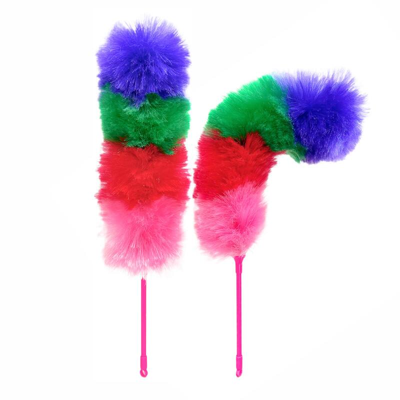 Angle. Kitchen + Home - Large Static Duster - 27" Inch Electrostatic Feather Duster - Peacock - multicolor.