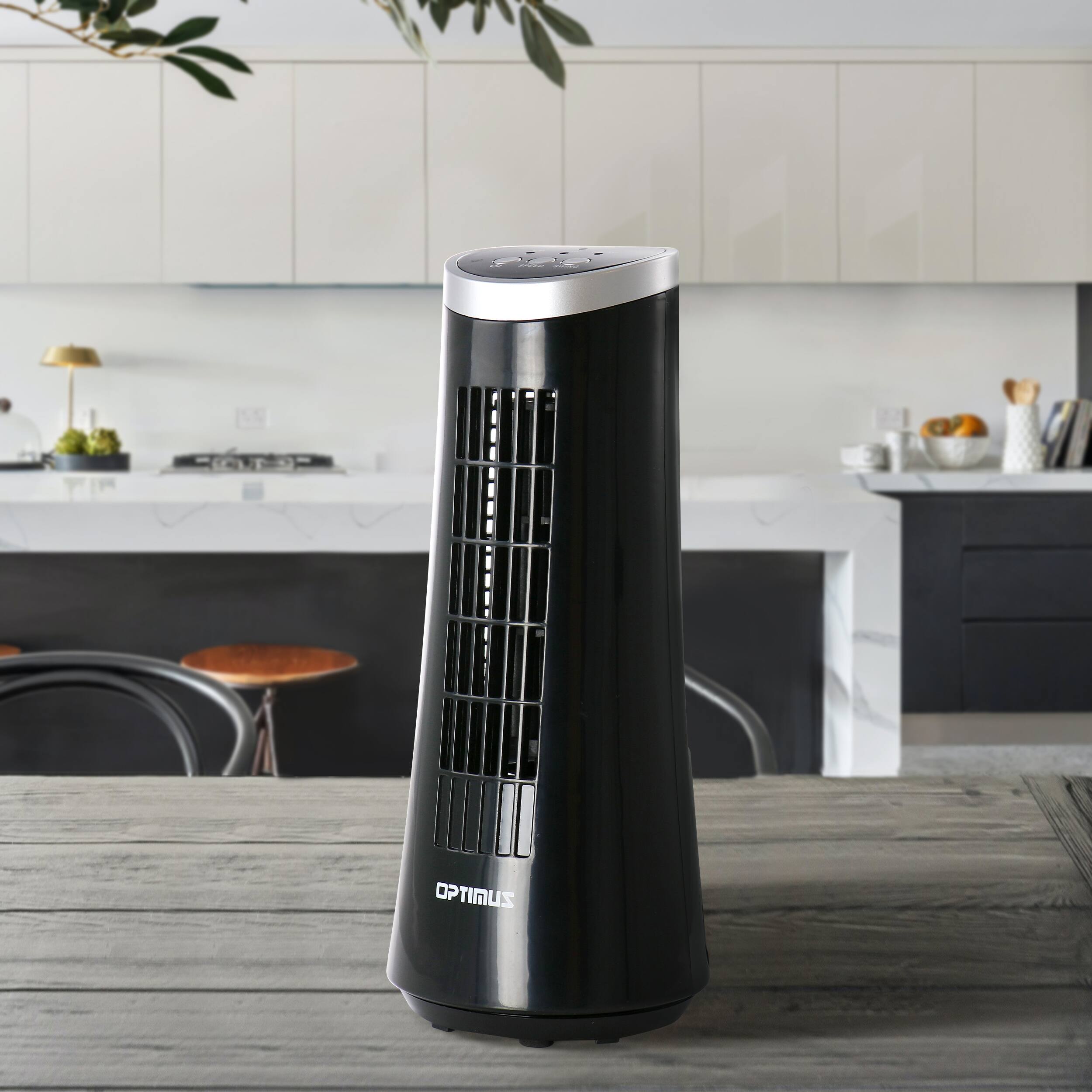 Alt View 1. Optimus - Optimus 12 Inch Desktop Ultra Slim Oscillating Tower Fan, LED in Black - Black.