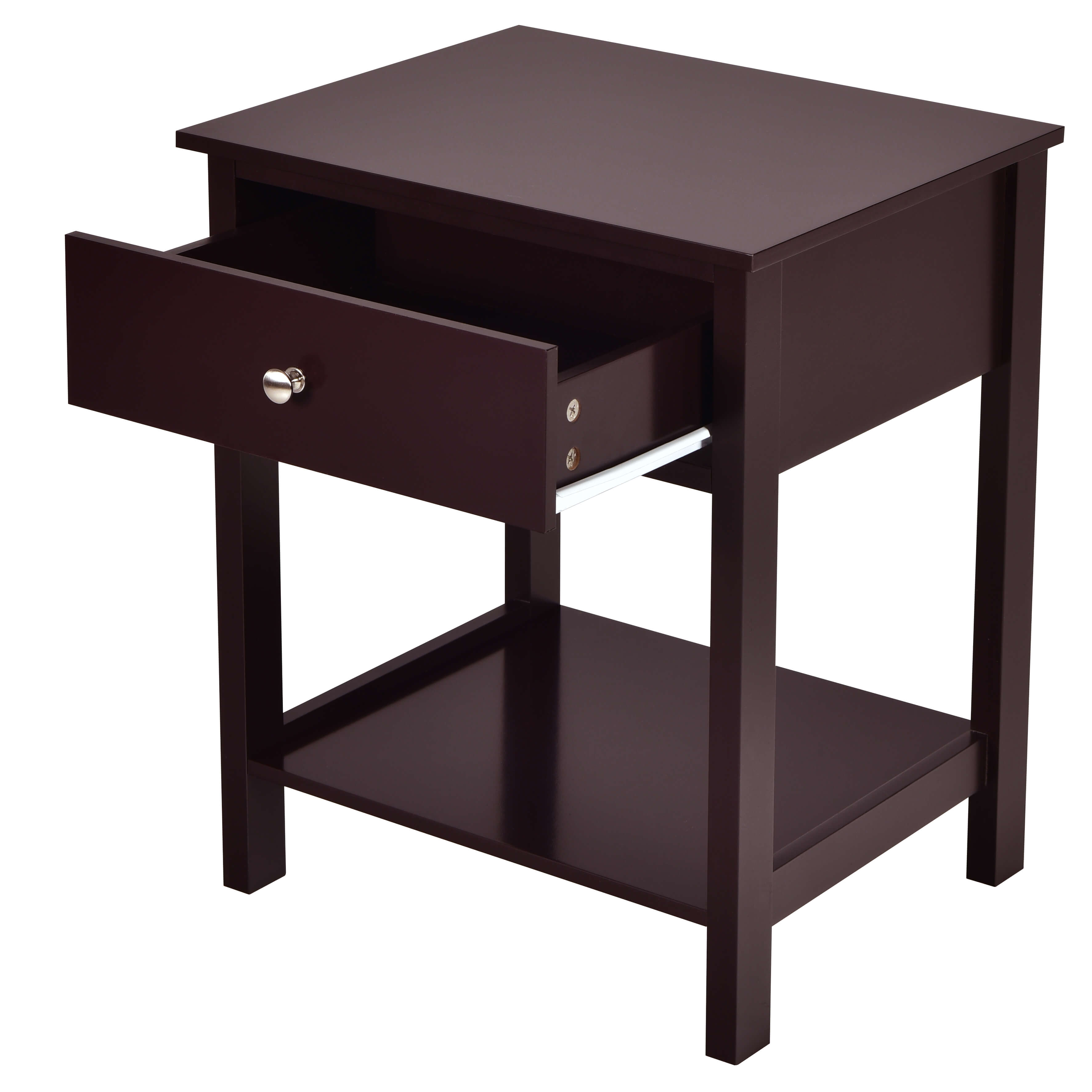 Alt View 8. Costway - Costway Nightstand with Drawer Storage Shelf Wooden Bedside Sofa Side Table - Brown.
