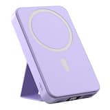 Alpha Digital - 10,000mAh Portable Magnetic Wireless Charge Power Bank with Phone Stand - Purple