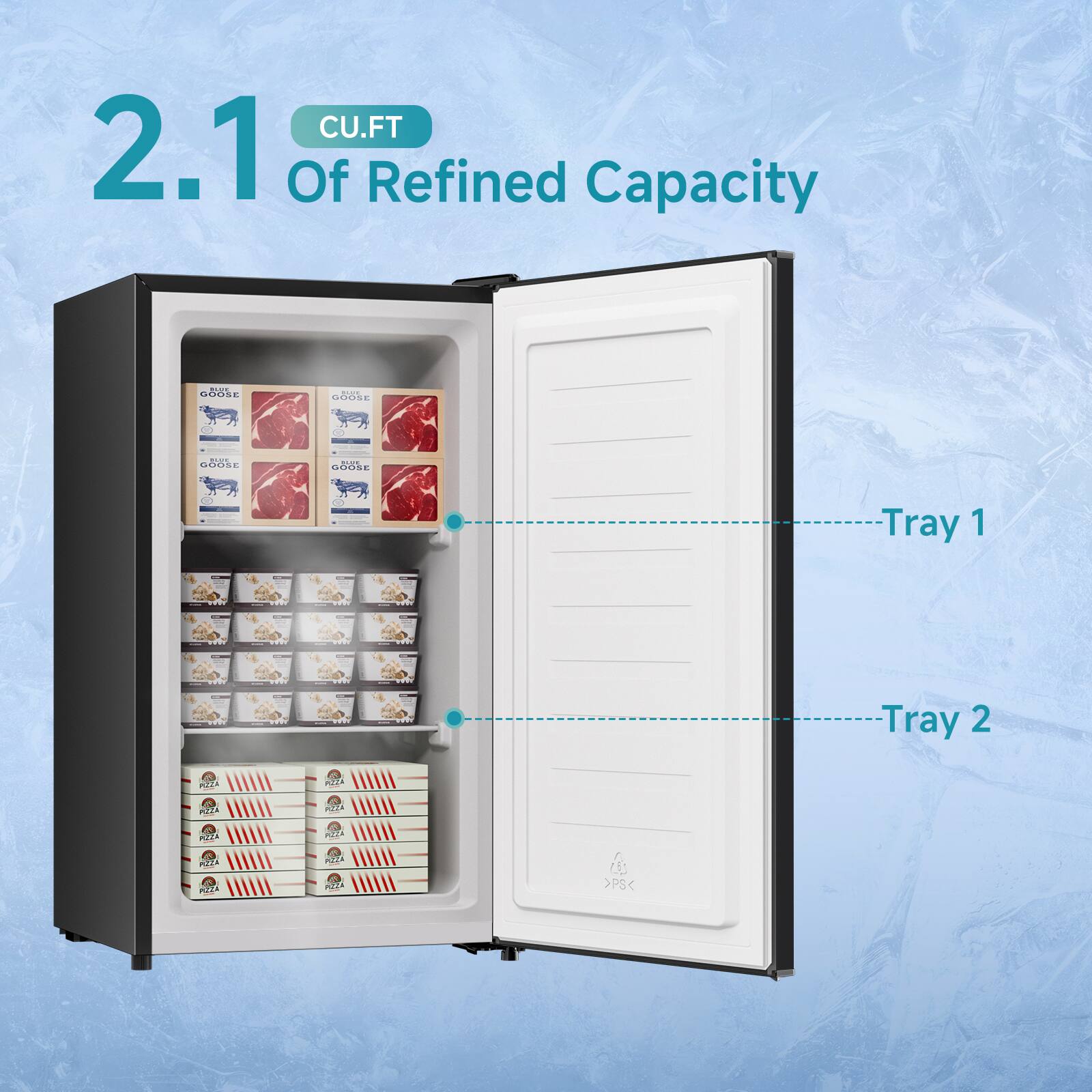 2.1 CU.FT Of Refined Capacity

Tray 1

Tray 2
