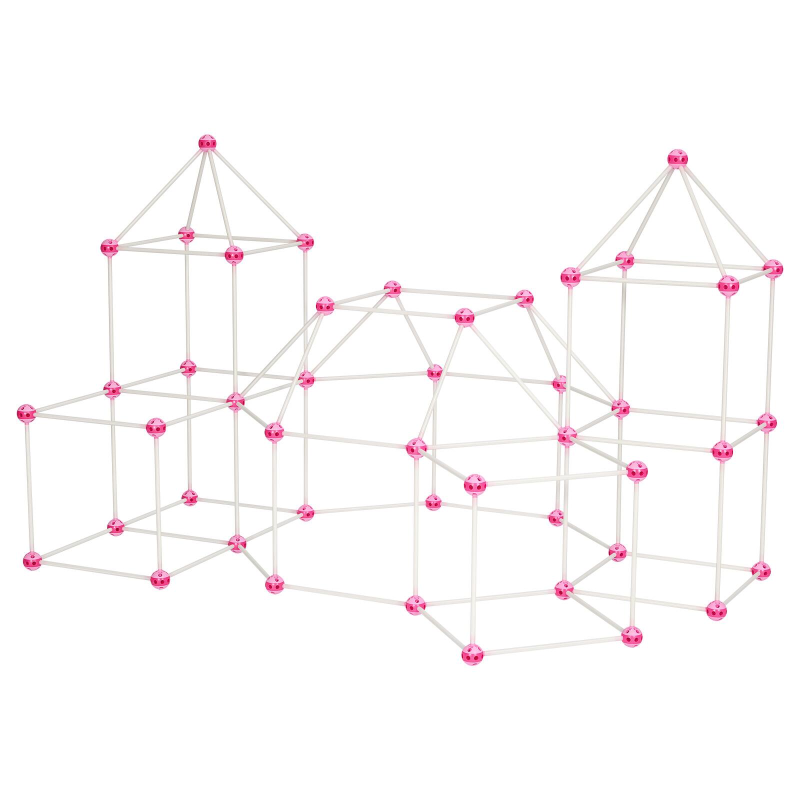 Alt View 5. VEVOR - Glow-in-the-Dark Fort Building Kit for Kids,180PCS STEM Builder Toys, for 4 5 6 7 8+ Year Old Boys Girls, Upgraded Balls - White;Pink.
