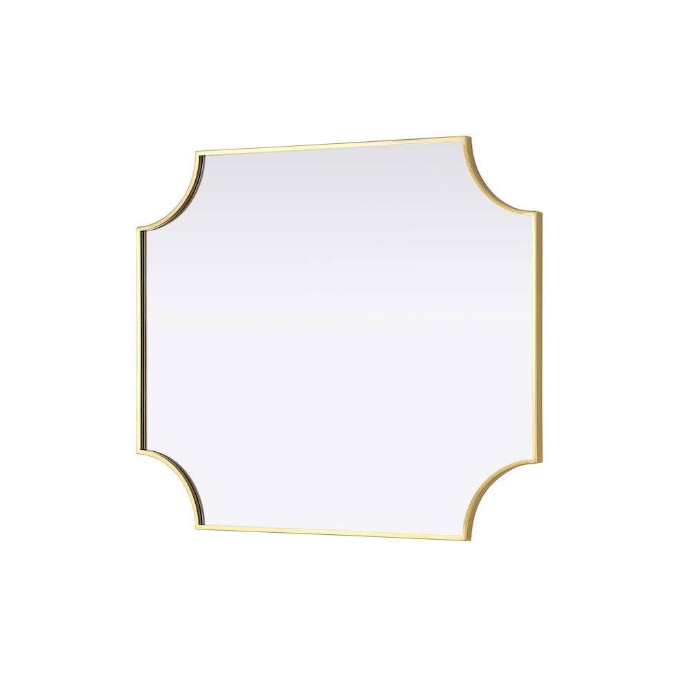 Back. Elegant Kitchen and Bath - Notched Metal Mirror 30x36 inch in Brass - Brass.