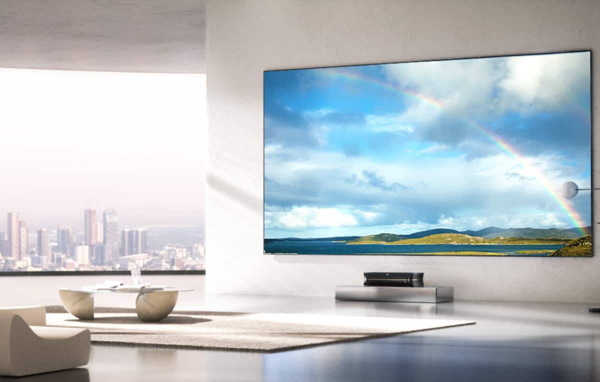 Alt View 31. AWOL Vision - LTV-3500 Pro Plus 120'' Motorized Floor Rising ALR Screen Bundle,3000 ISO Lumens - Gray.