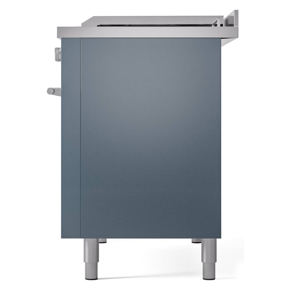 Alt View 9. ILVE - ILVE Professional Plus II Series 48 in. Dual Fuel Range with 5 Sealed Burners + Griddle (Natural Gas, Satin Trim) - Blue Grey.