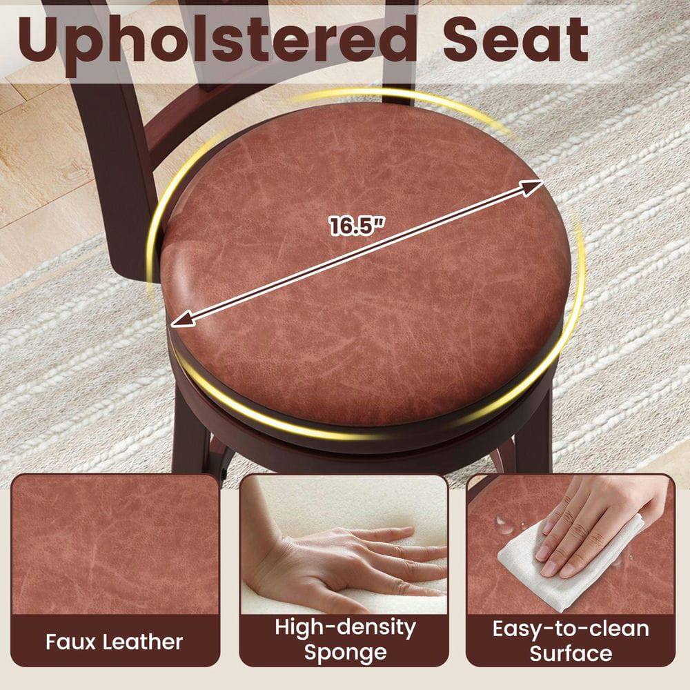 Upholstered Seat 16.5" Faux Leather High-density Sponge Easy-to-clean Surface