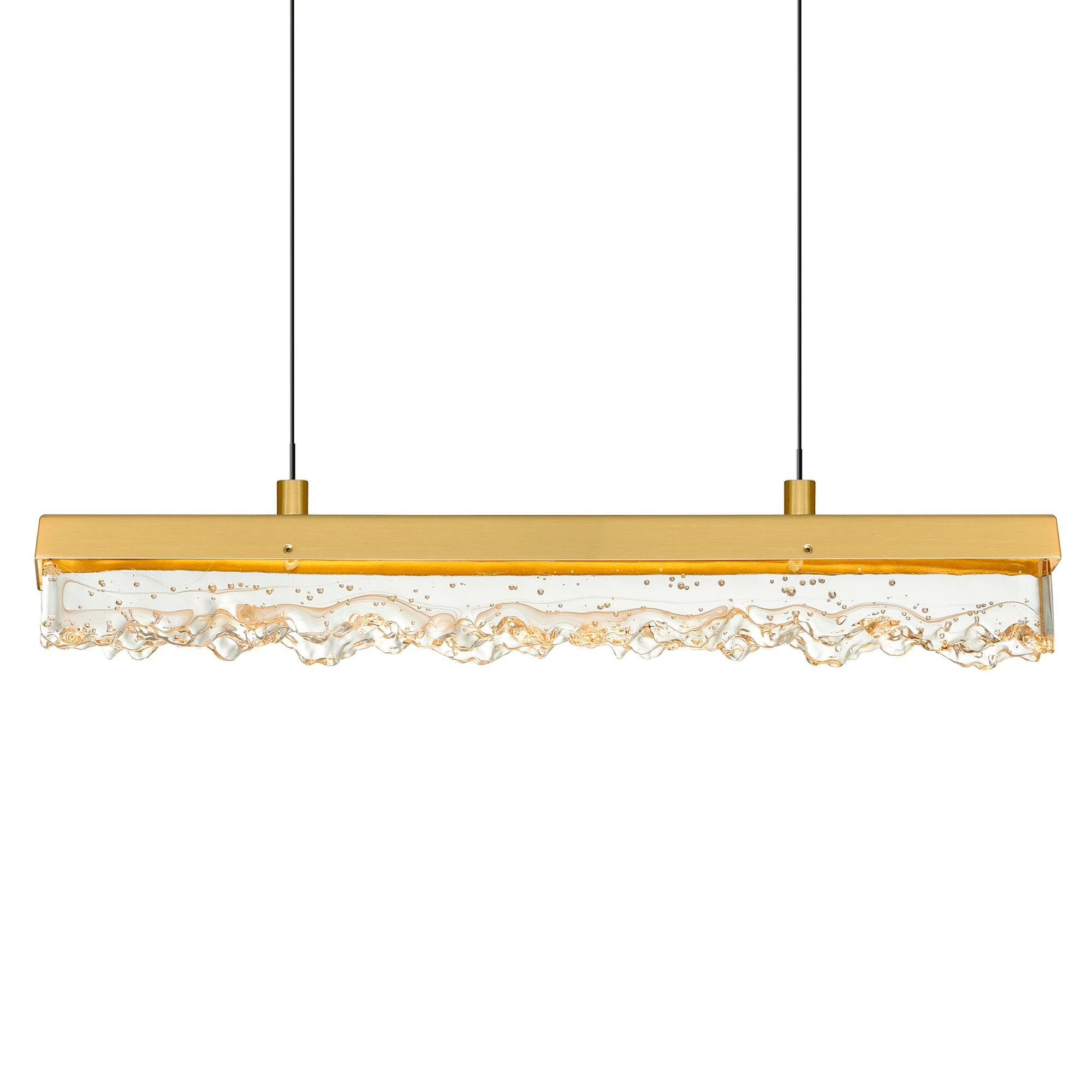 Left. CWI Lighting - Stagger Integrated LED Brass Chandelier - Brass.