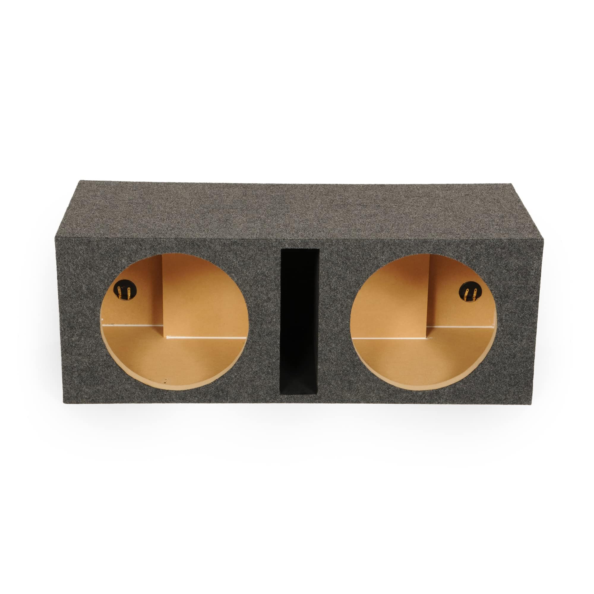 QPower - Q Power Dual 12-Inch Heavy Duty Ported Car Audio Subwoofer Box - Deep Bass MDF Enclosure with Charcoal Carpet Finish - Charcoal Gray