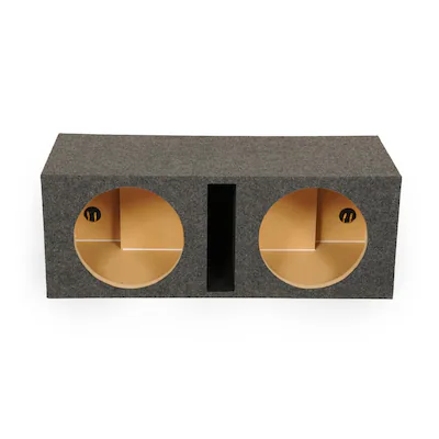 Front. QPower - Q Power Dual 12-Inch Heavy Duty Ported Car Audio Subwoofer Box - Deep Bass MDF Enclosure with Charcoal Carpet Finish - Charcoal Gray.