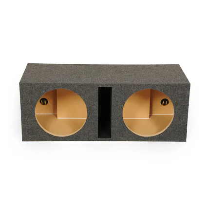Front. QPower - Q Power Dual 12-Inch Heavy Duty Ported Car Audio Subwoofer Box - Deep Bass MDF Enclosure with Charcoal Carpet Finish - Charcoal Gray.