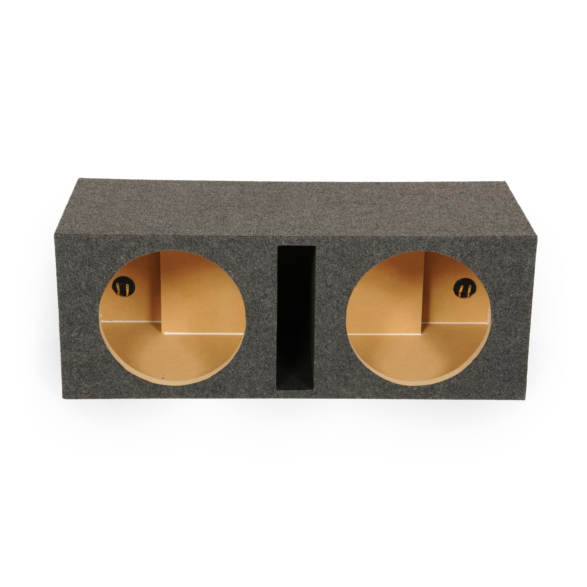 Front. QPower - Q Power Dual 12-Inch Heavy Duty Ported Car Audio Subwoofer Box - Deep Bass MDF Enclosure with Charcoal Carpet Finish - Charcoal Gray.
