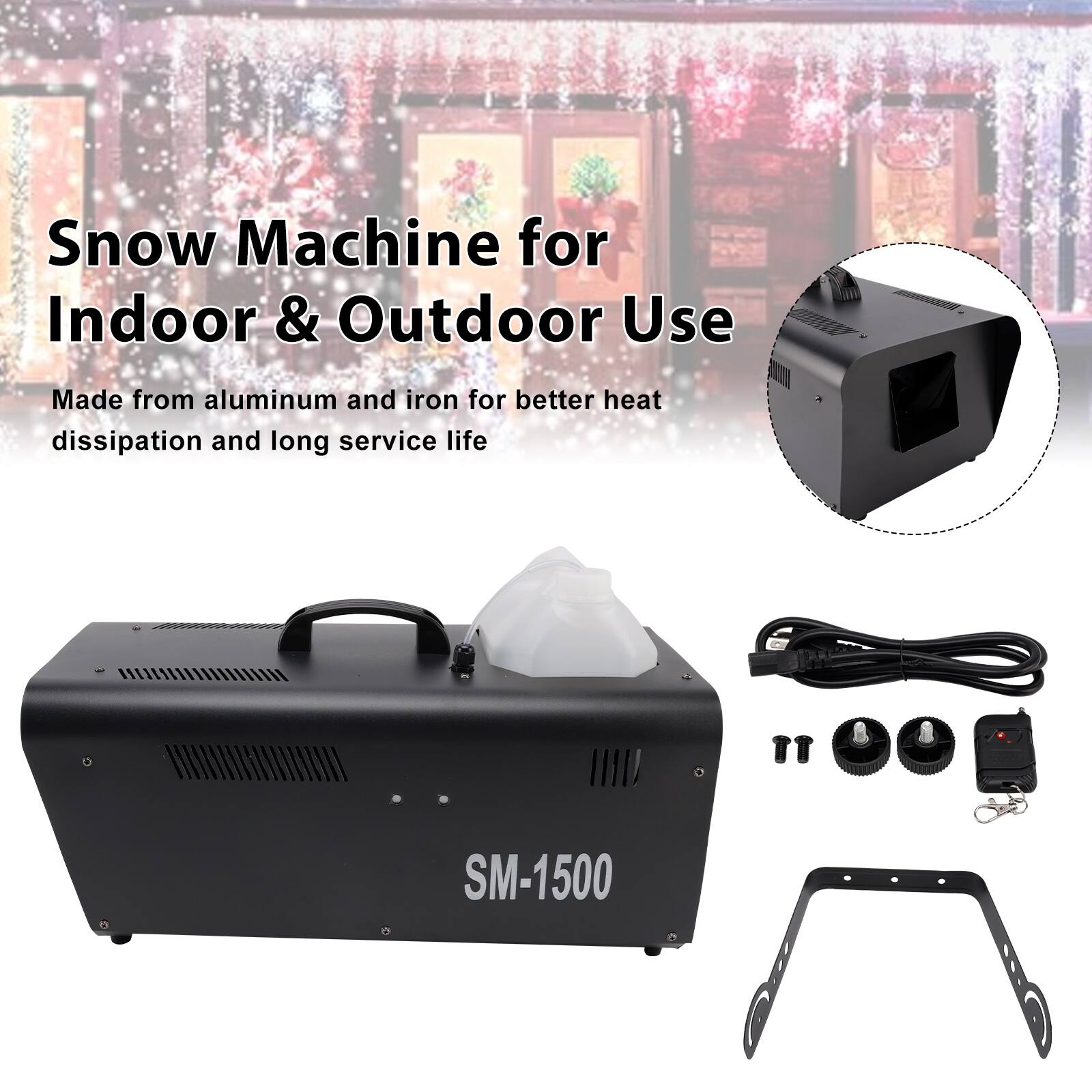 Snow Machine for Indoor & Outdoor Use  
Made from aluminum and iron for better heat dissipation and long service life  
T SM-1500