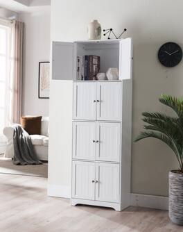 Kings Brand Furniture - Lyons 4-Tier 68" Kitchen Pantry Storage Cabinet with 8 Doors - White